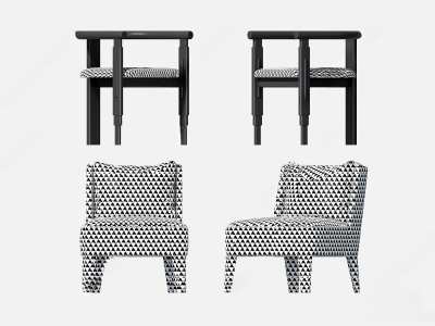 现代格子休闲椅3D模型下载